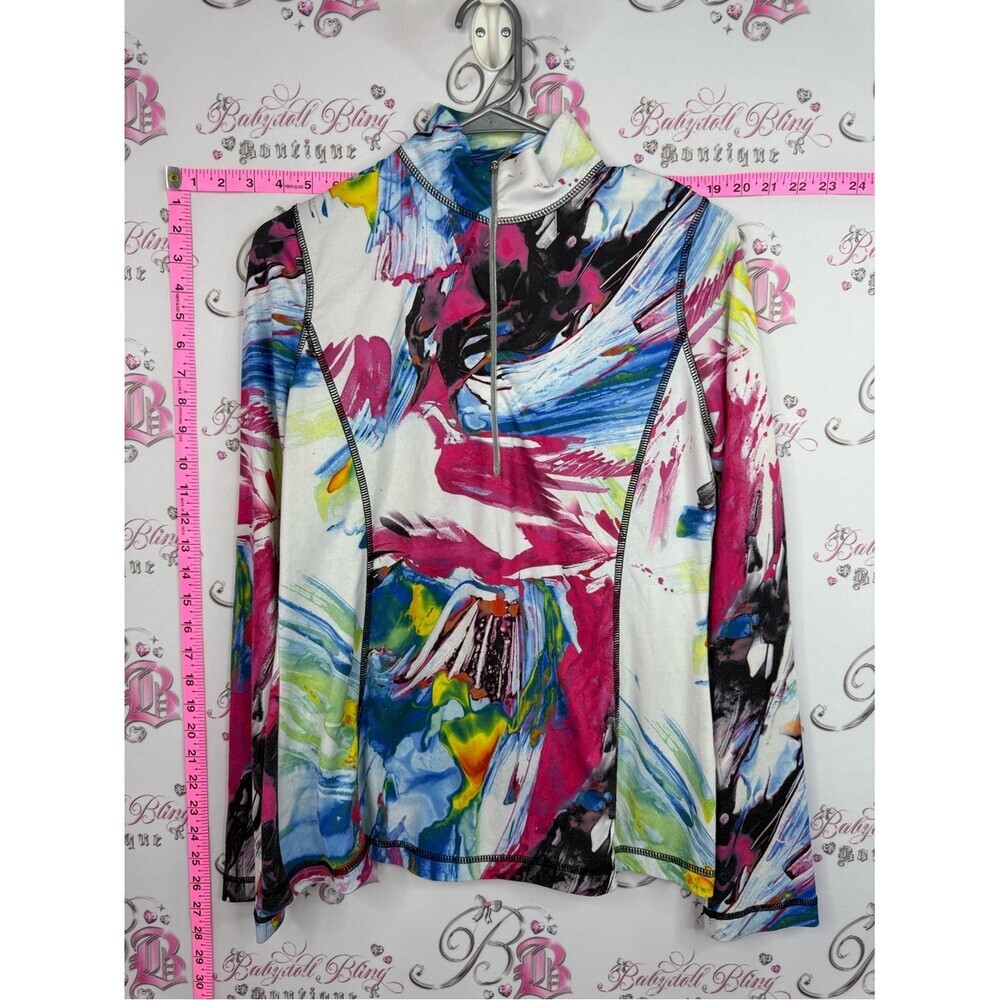 SNO SKINS sweater Women’s Abstract Print Half-Zip Pullover - Pink Multi